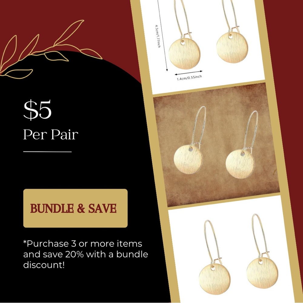 NEW brushed gold-colored earrings | minimalist modern | Buy 3 & Save!
